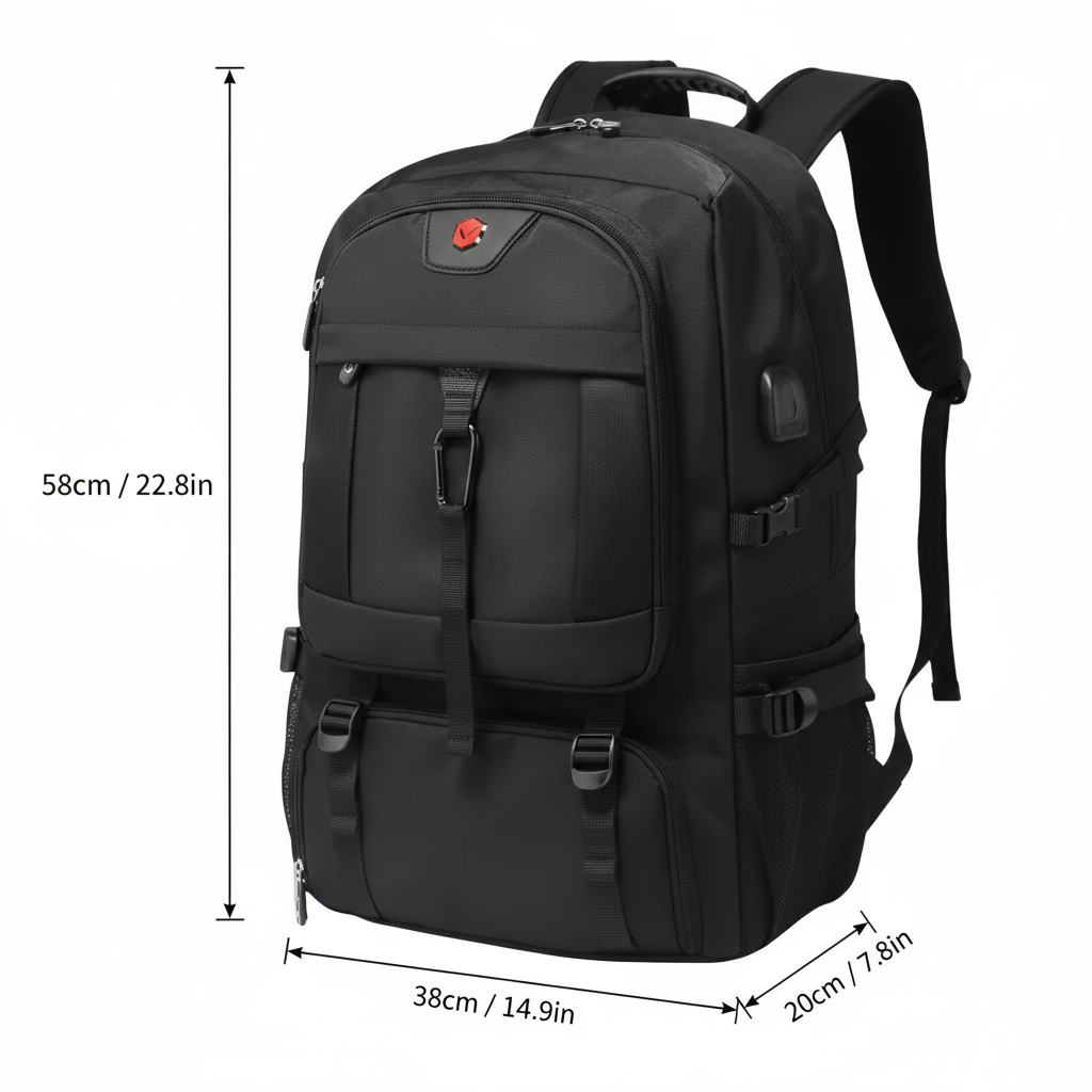 Multifunctional Laptop Travel Backpack with USB Charging Port – 80L