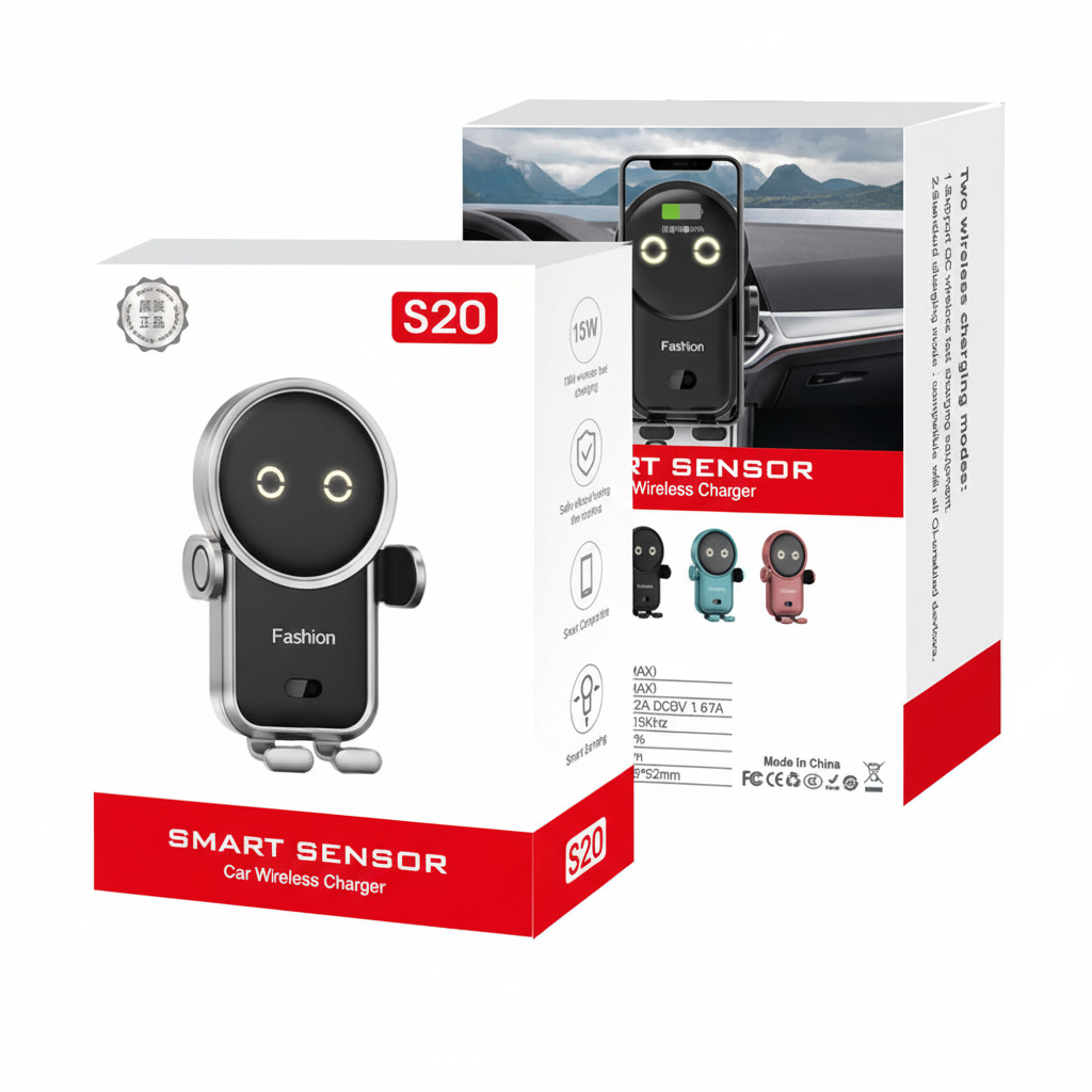 15W Smart Sensor Wireless Auto-Clamping Car Charger Mount