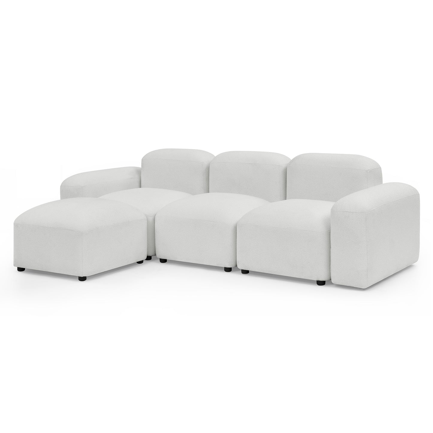 L-Shape Modular Sectional Sofa, DIY Combination, Teddy Fabric