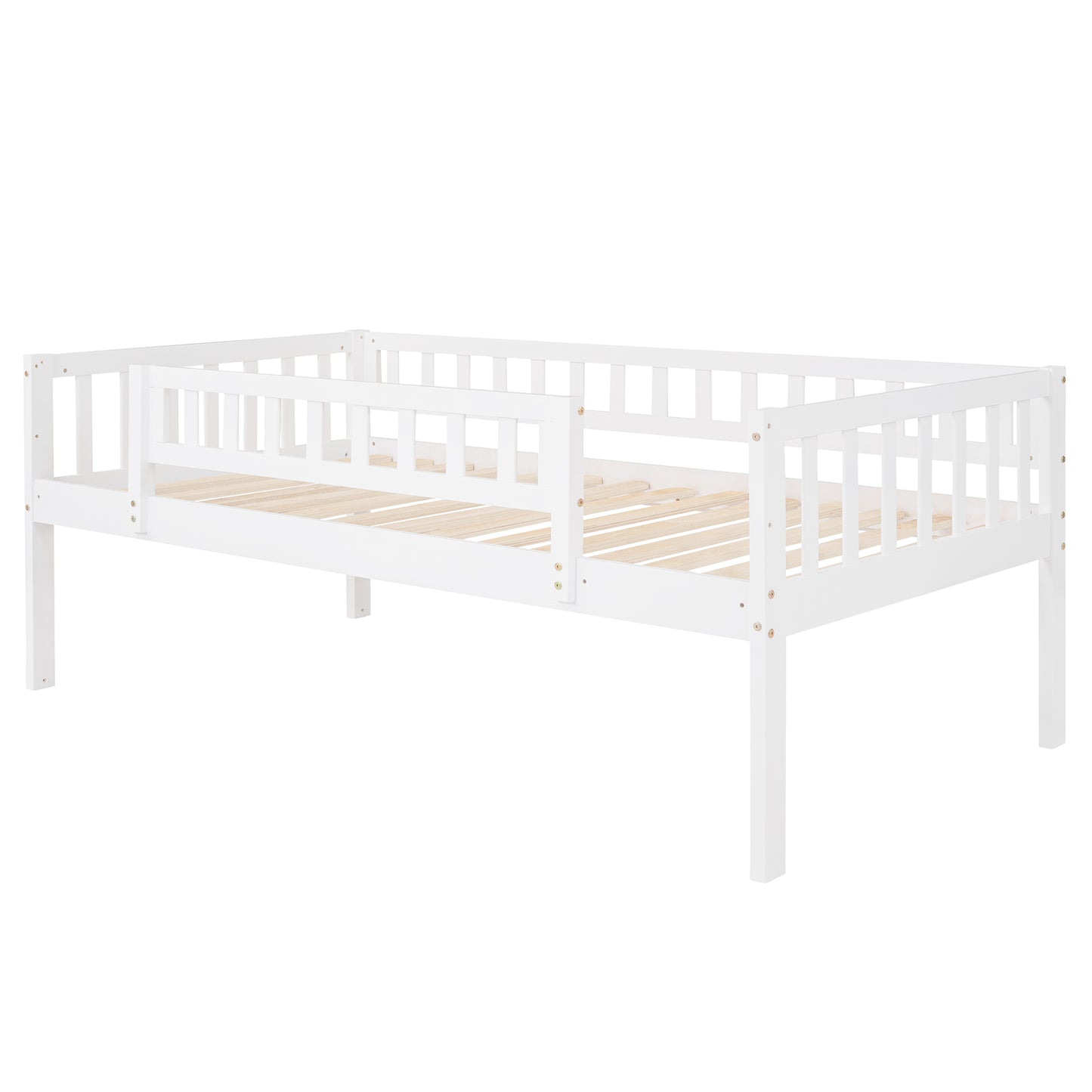 Twin-Over-Twin-Over-Twin Triple Bunk Bed with Built-in Ladder and Slide