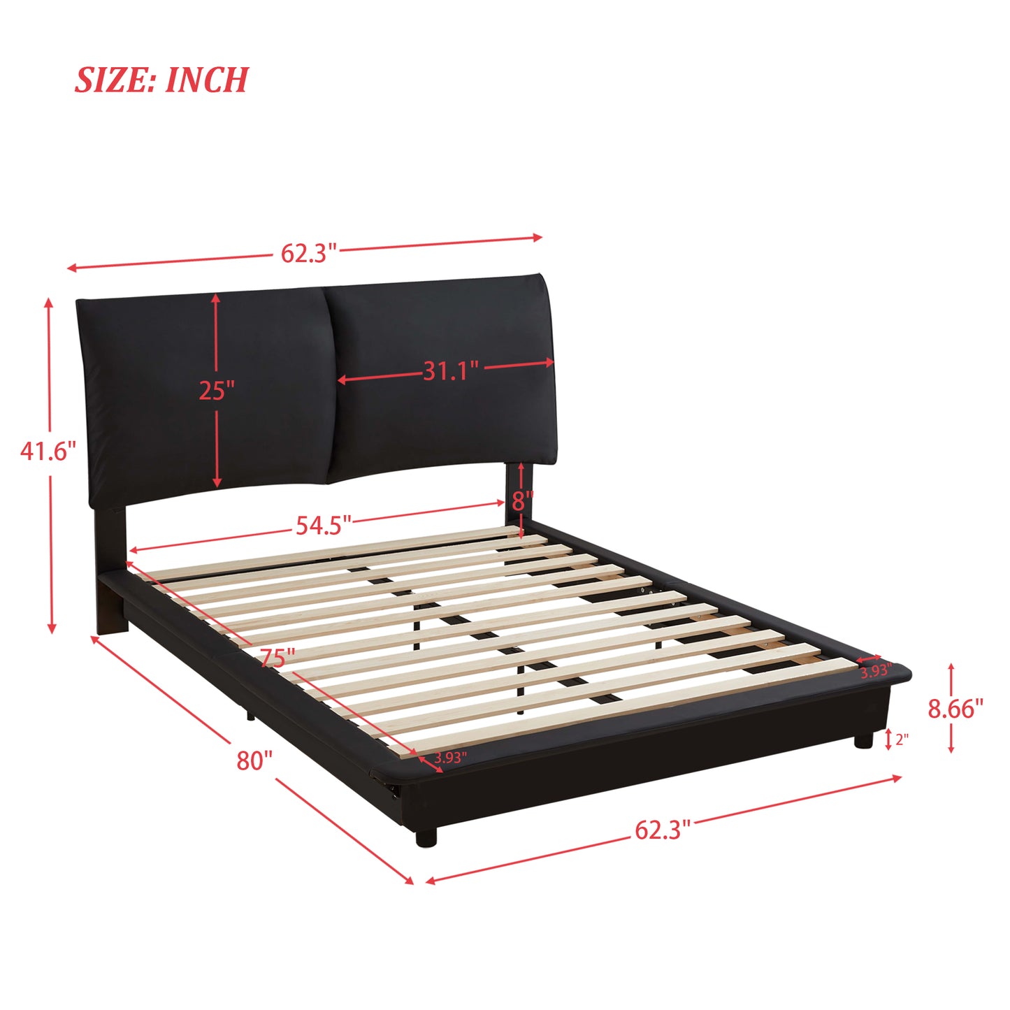 Full Size Upholstered Platform Bed with Sensor Light and Ergonomic Design Backrests