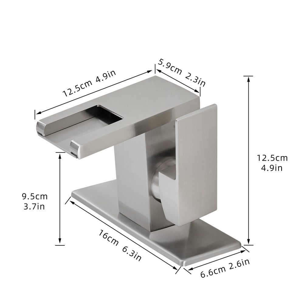 LED 3 Colors Changing Waterfall Bathroom Sink Faucet