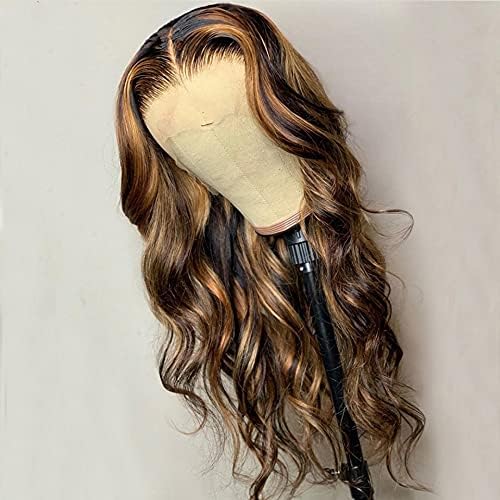 100% Human Hair Body Wave 13x6 Lace Front Wig with Honey Blonde Highlights – 28inch/71 cm