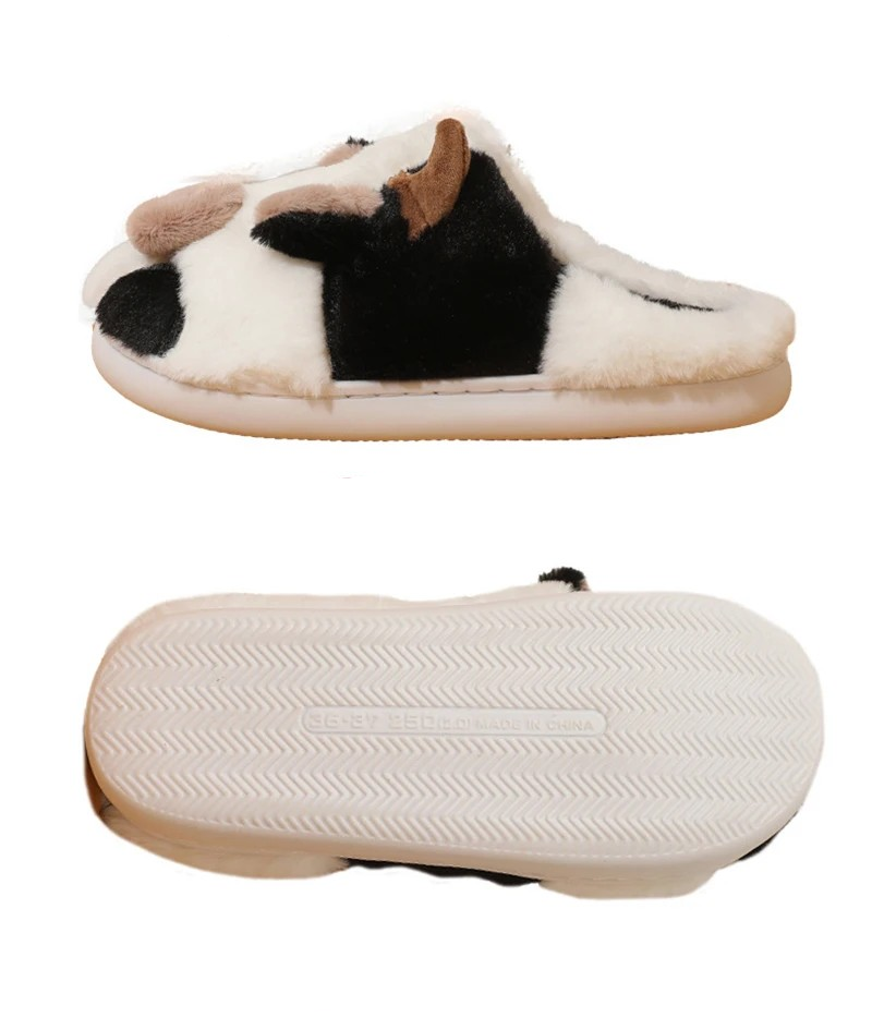 Plush Cow Slippers