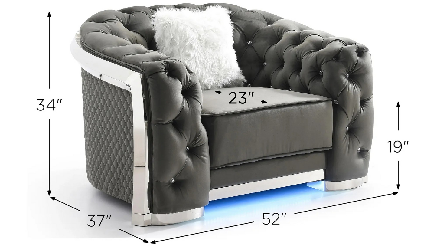 Tufted Jeweled Accent Chair with LED Light