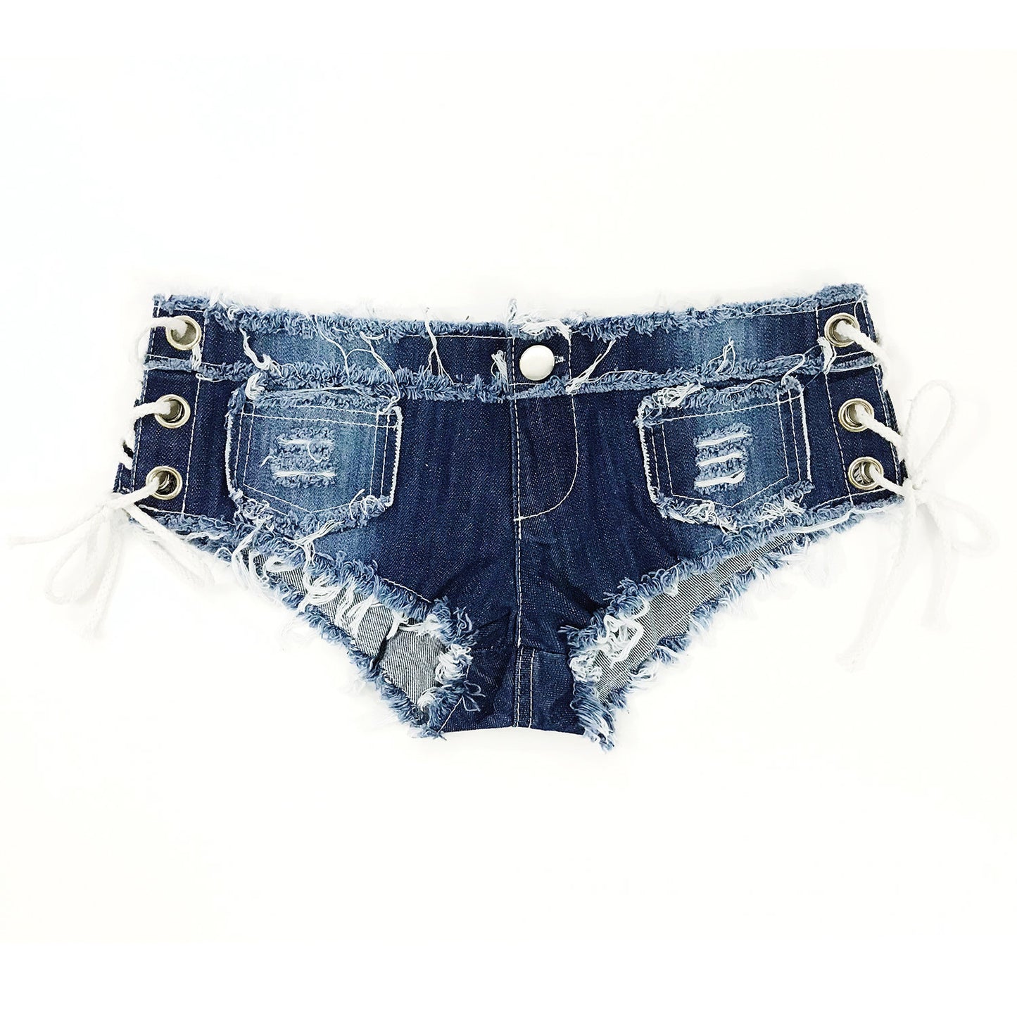 Low-Waist Denim Hot Pants