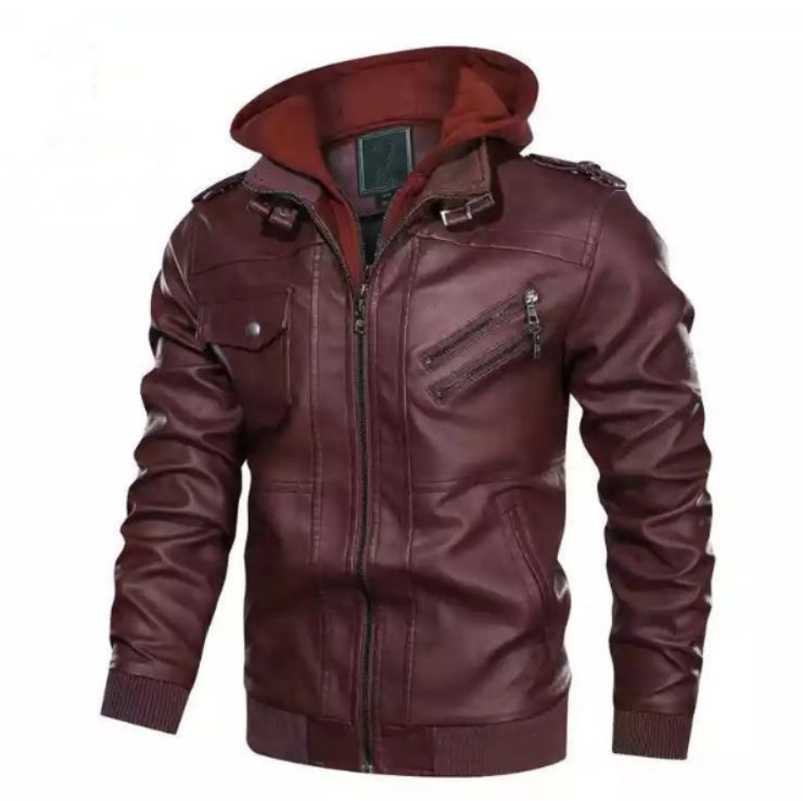 Men's Hooded Leather Jacket