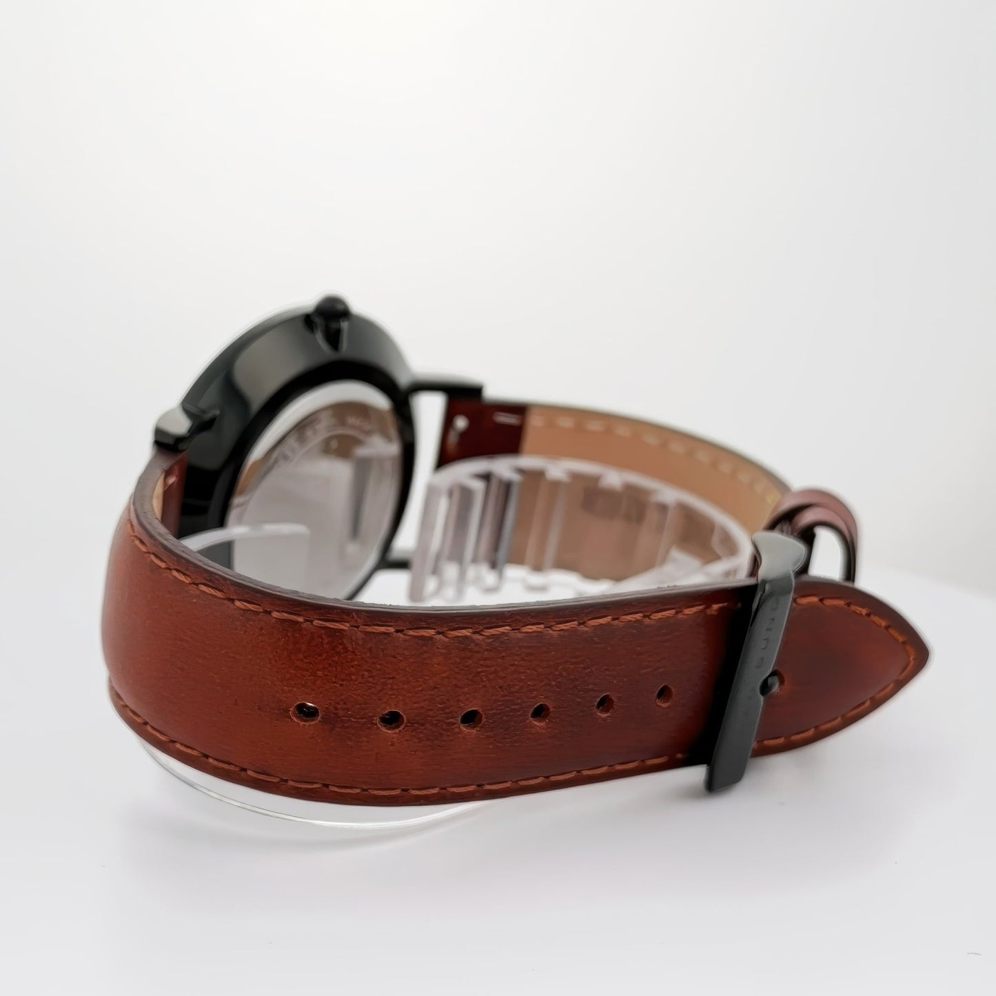 ALFRED SUNG Men's Metropolitan Watch – Date Black Dial & Case, Leather strap