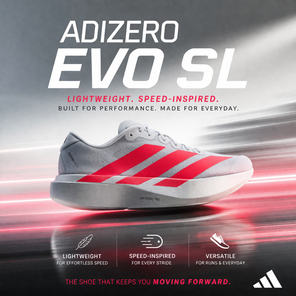 ADIDAS Women's Adizero EVO SL Running Shoes – Black/Iron Metallic