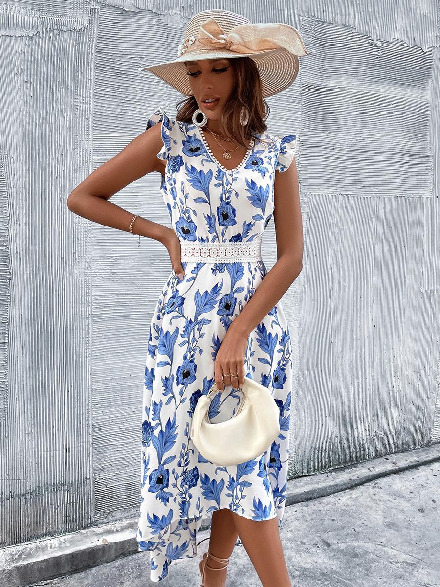 Lace Stitching Floral Dress