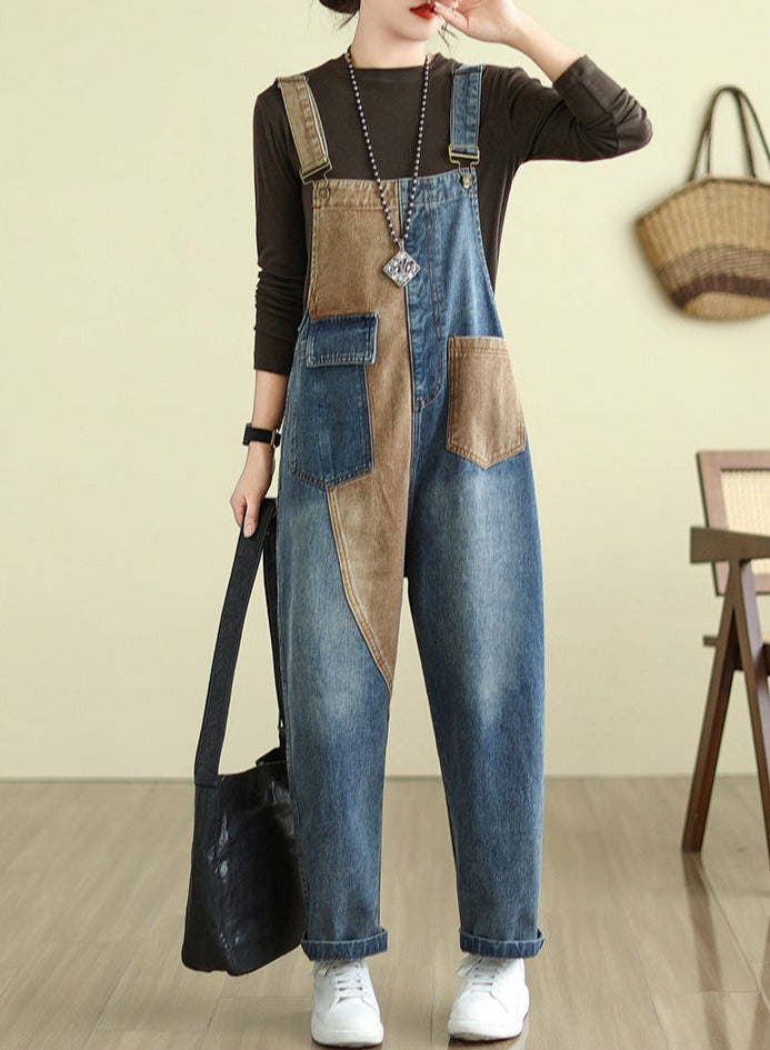 Wide Leg Denim Overalls