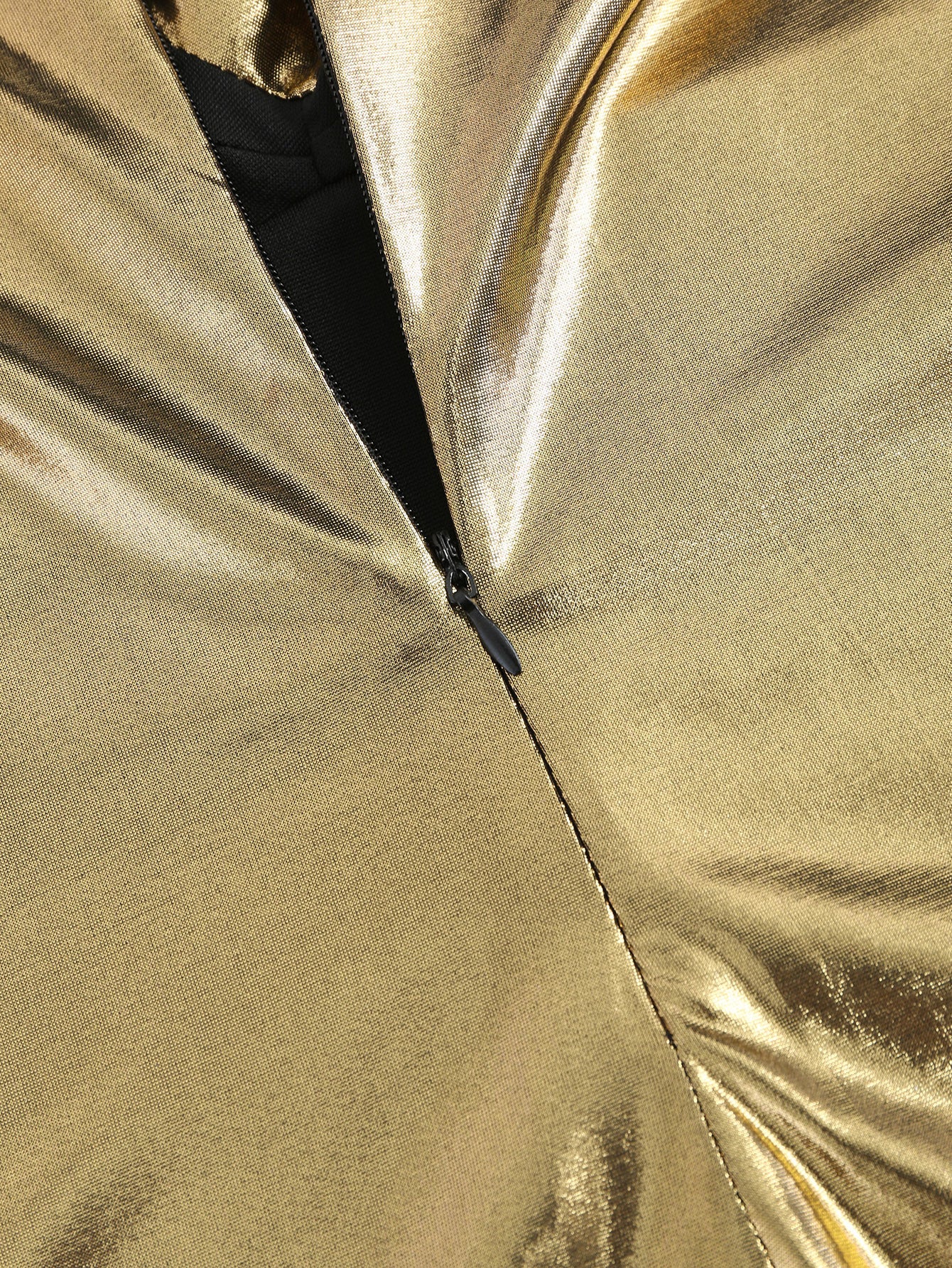 Plunging Cowl Neck Metallic Mini Dress