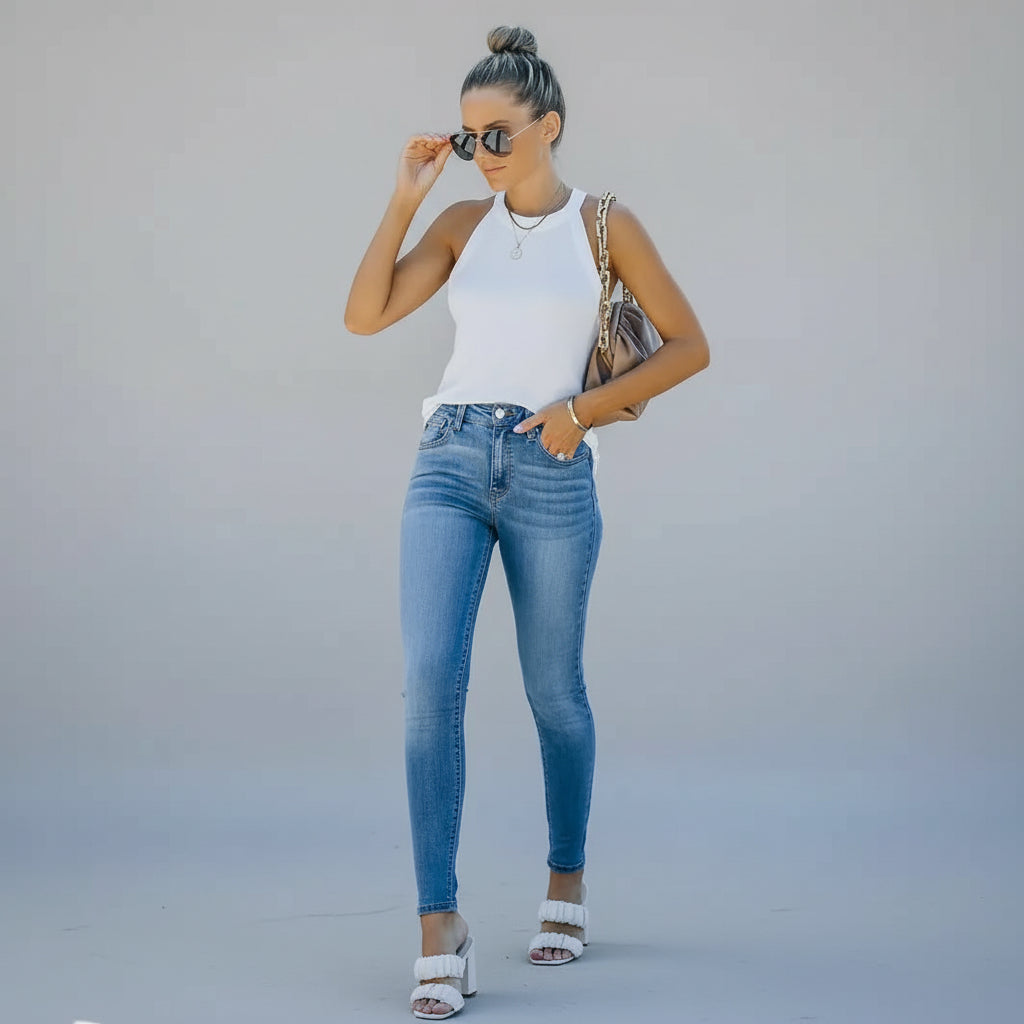 Skinny Stretch Faded Denim Jeans