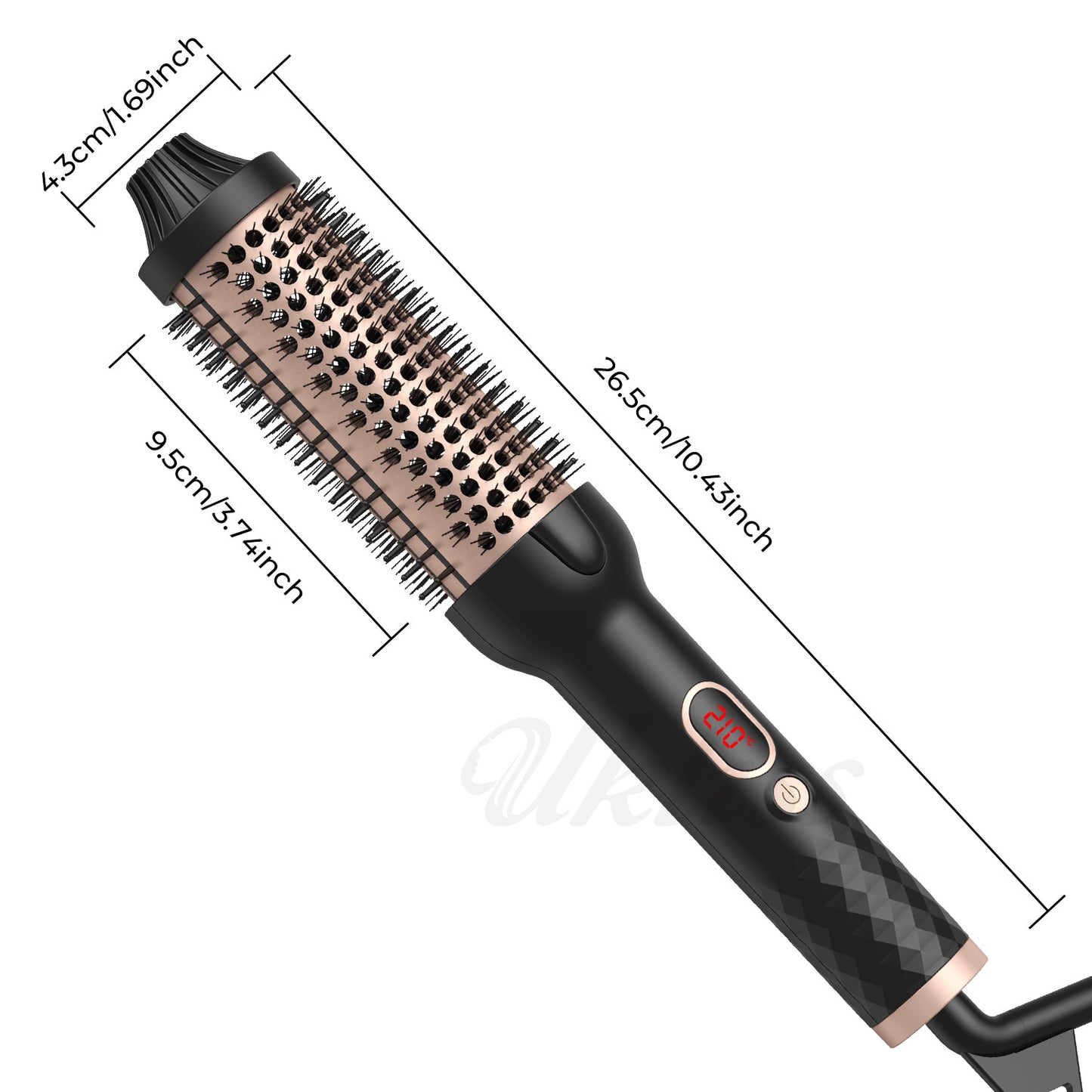 Heated Round Styling Brush, Hair Curler & Straightener with LCD Display