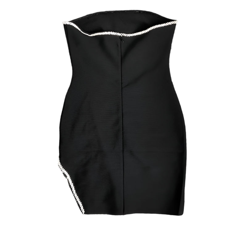 Thigh Slit Fringed Tube Mini Dress