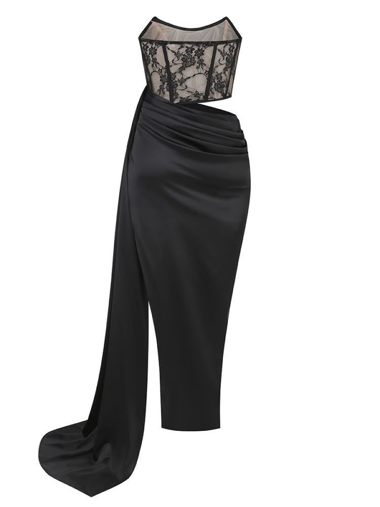 Lace Strapless Floor-Length Dress