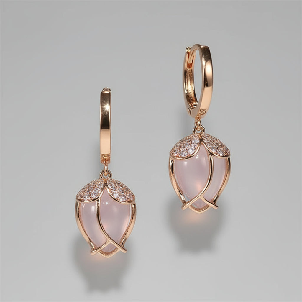 Opal Stone Tulip Earrings