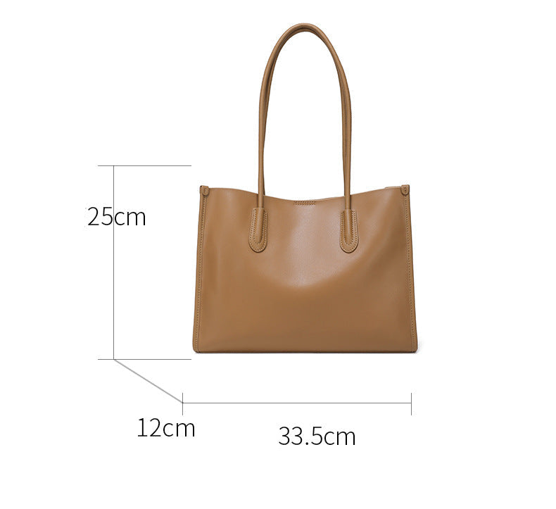 Genuine Cowhide Leather Tote Bag – Large Capacity
