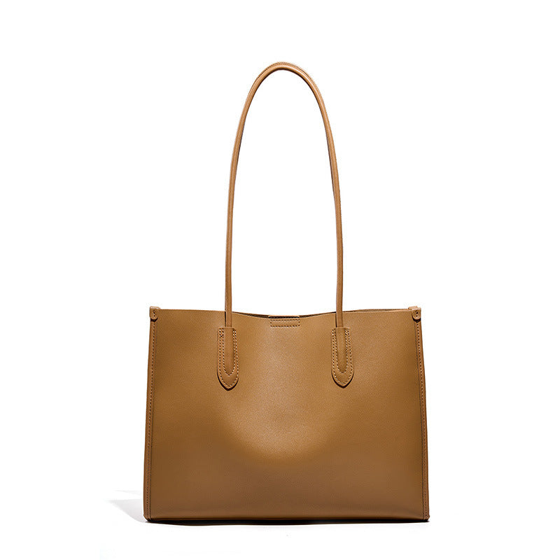 Minimalist Shoulder Tote – Genuine Cowhide Leather