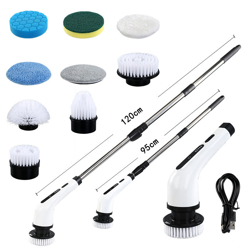 9-in-1 Multipurpose Cordless Electric Retractable Cleaning Spin Scrubber/Brush