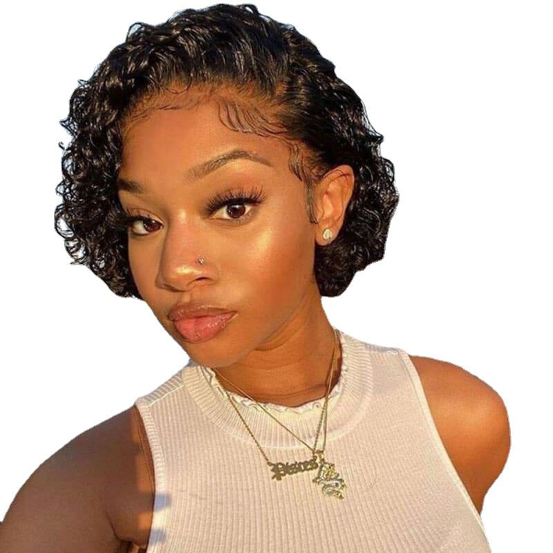 Short Curly Pixie-Cut Human Hair Wig