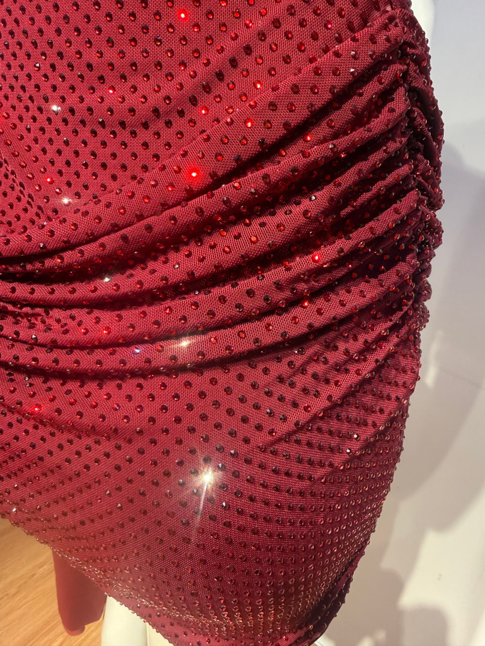 Mattea Rhinestone Mini Dress With Scarf