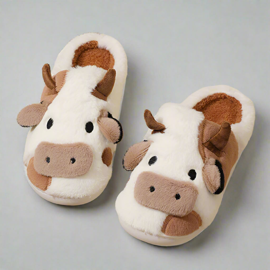 Plush Cow Slippers