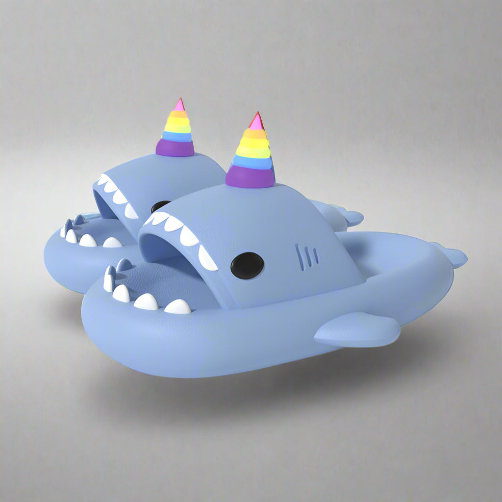 Glow-In-The-Dark Unicorn Shark Slides for Women