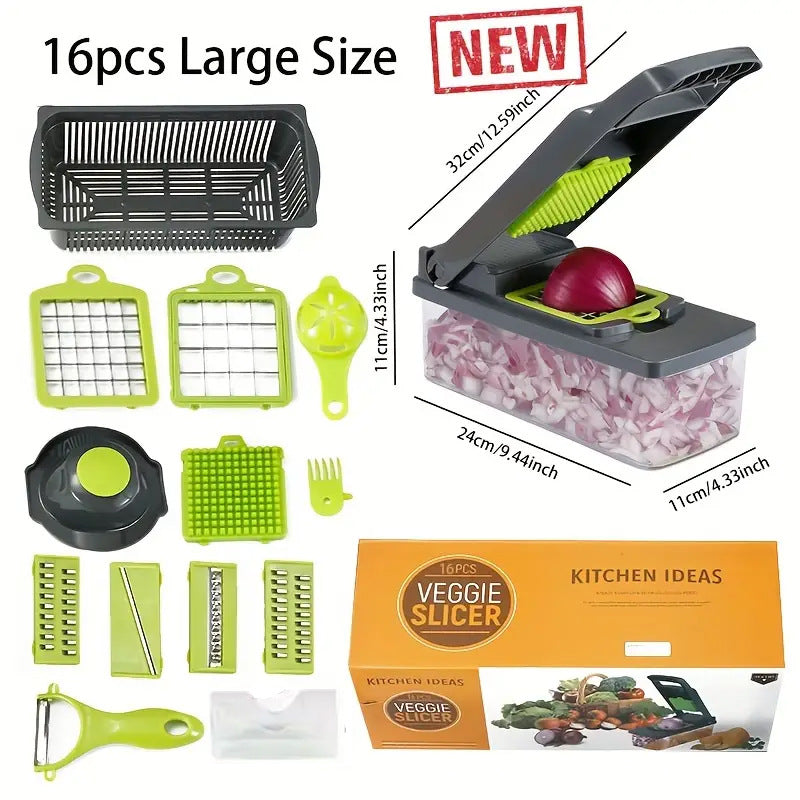 16-in1 Multifunctional Vegetable Chopper, Slicer and Grater