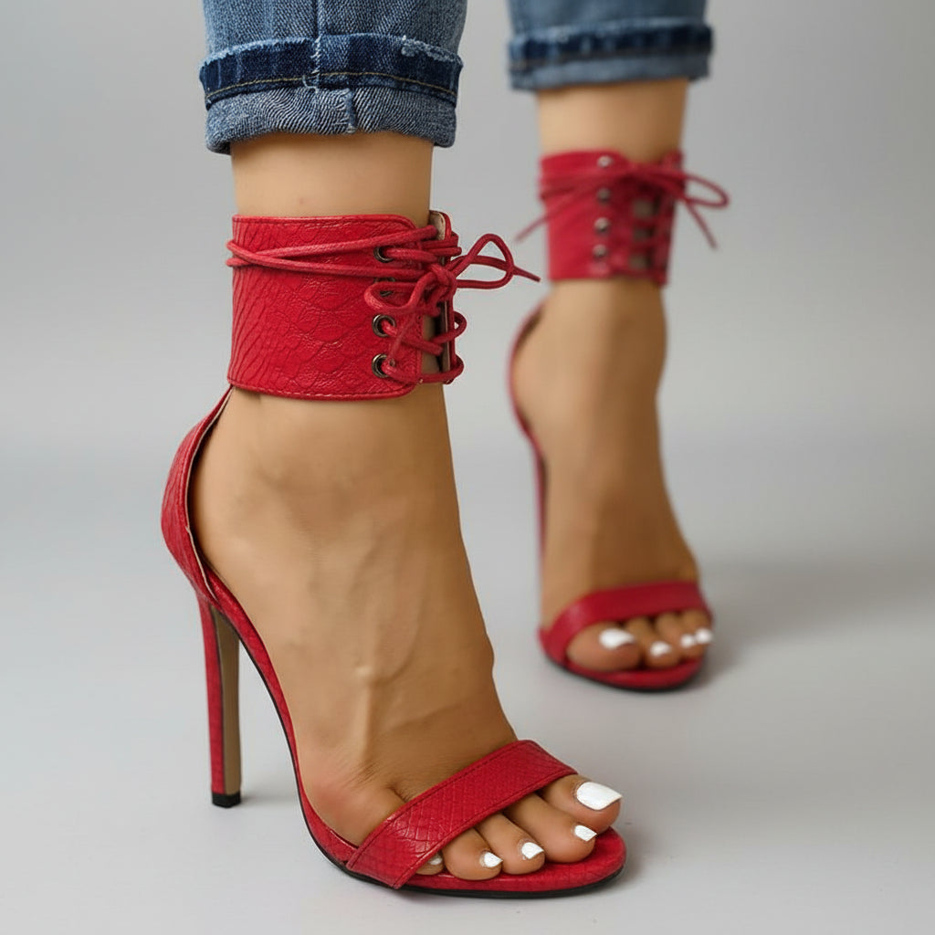 Lace-up Ankle Strap Stiletto Heeled Sandals