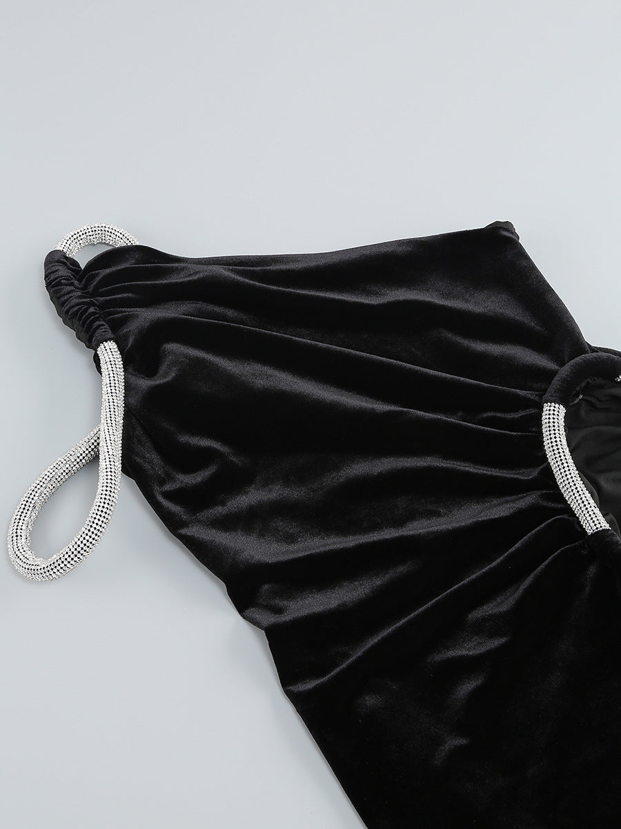 Thigh-High Slit One-Shoulder Evening Gown