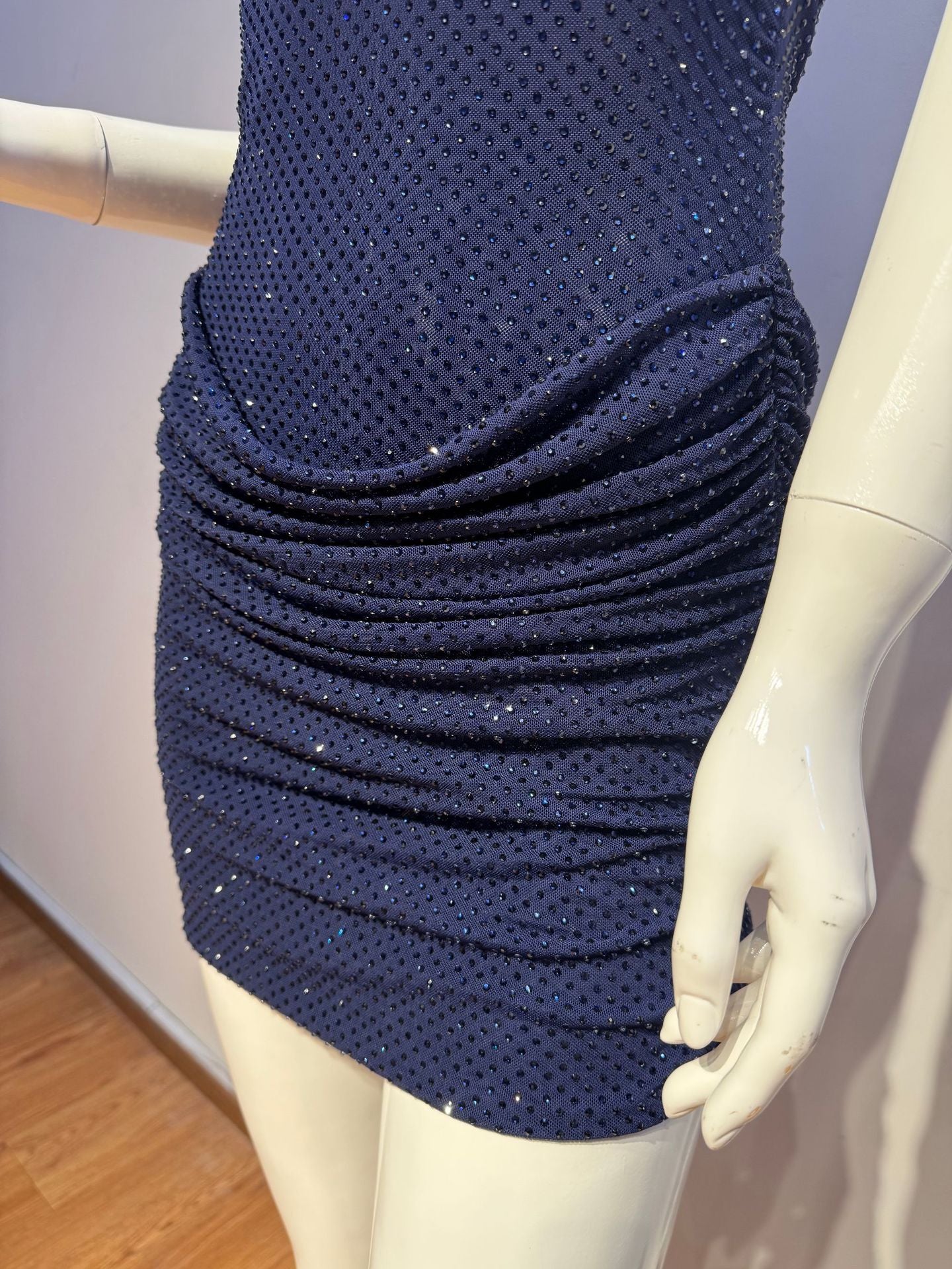 Midnight Diamante Scarf Mini Dress