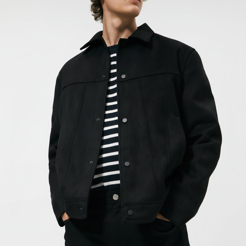 Men's Loose Fit Suede Leather Jacket