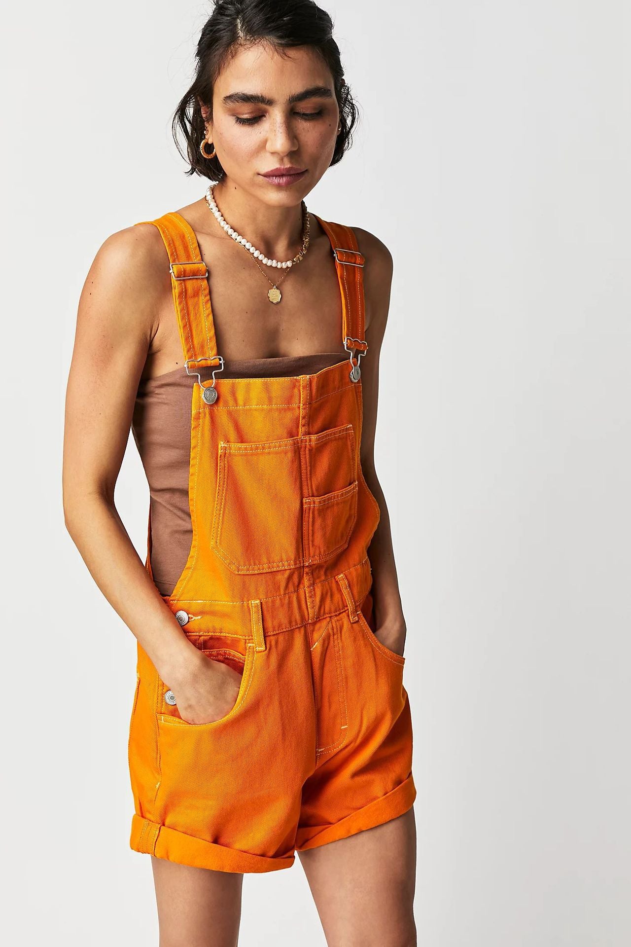 Multi-Pocket Overalls Shorts