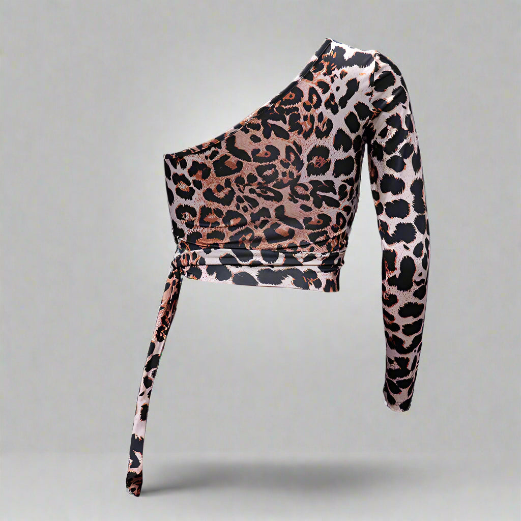 Leopard Print Off The Shoulder Top Crop