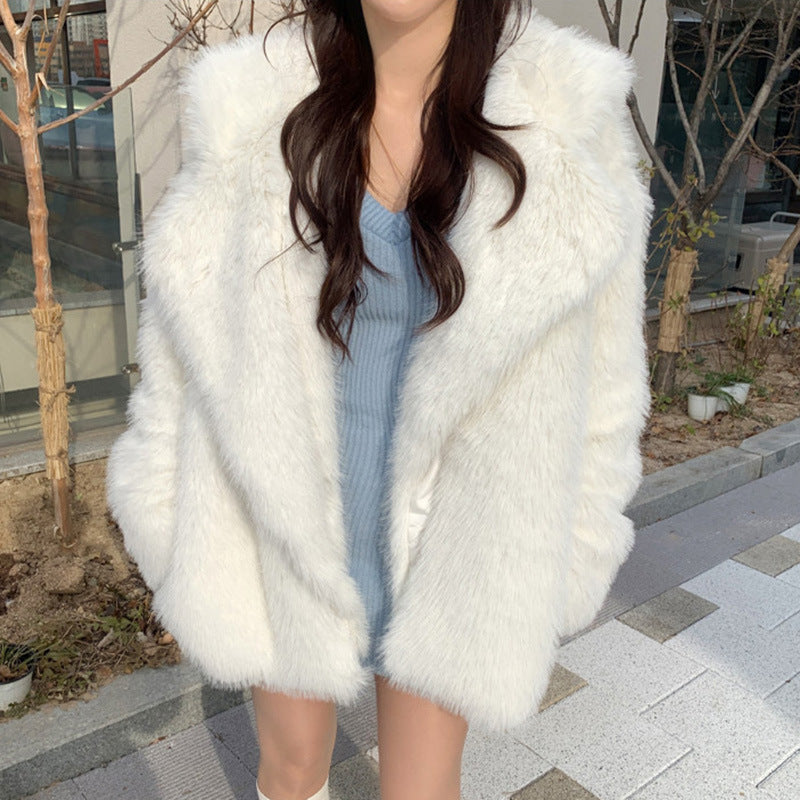 Women's Faux Fur Mid-Length Coat