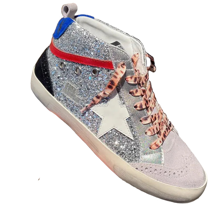 Women's Golden Goose Mid-Star Glitter Sneakers