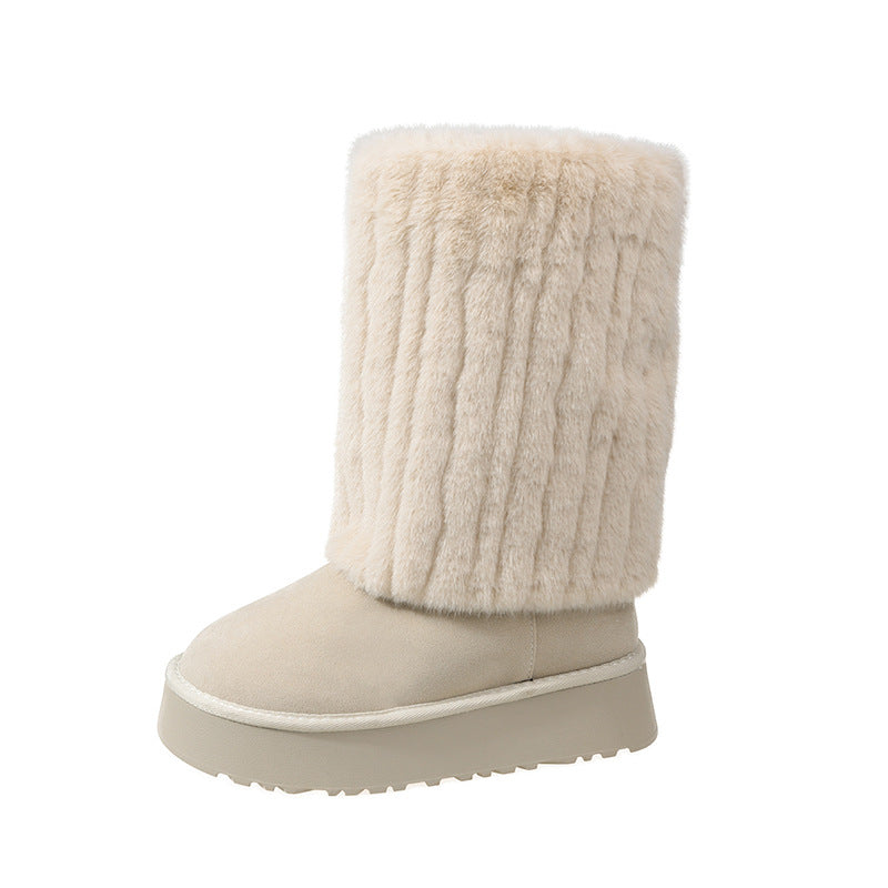Fold Over Platform Fur Boots