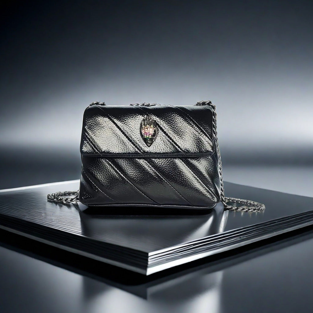 Rainbow-Striped Chain Leather Bag