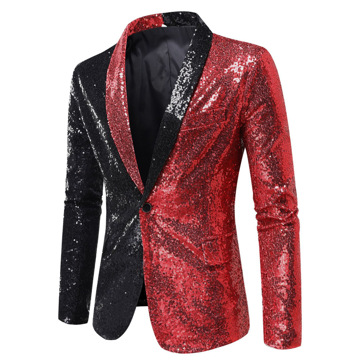 Men's Colorblock Split-Sequin Tuxedo Blazer