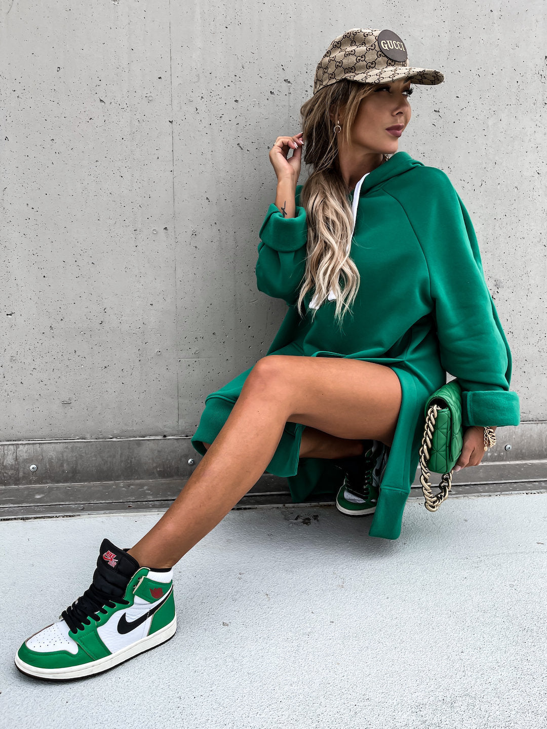 Side Slit Hoodie Dress