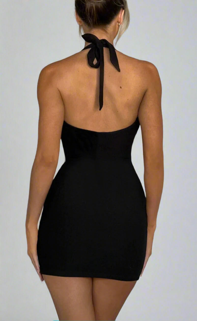 Cowl Neck Halter Mini Dress