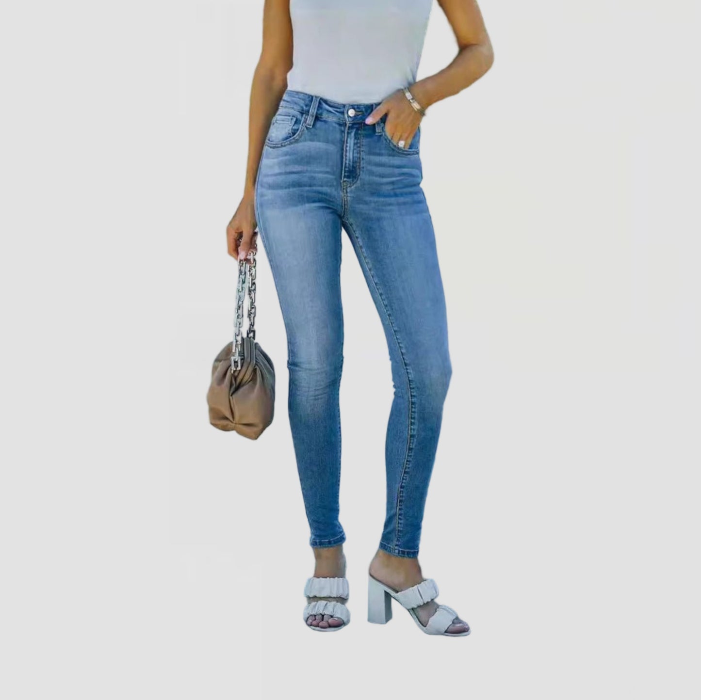 Skinny-Fit Stretch Faded Jeans