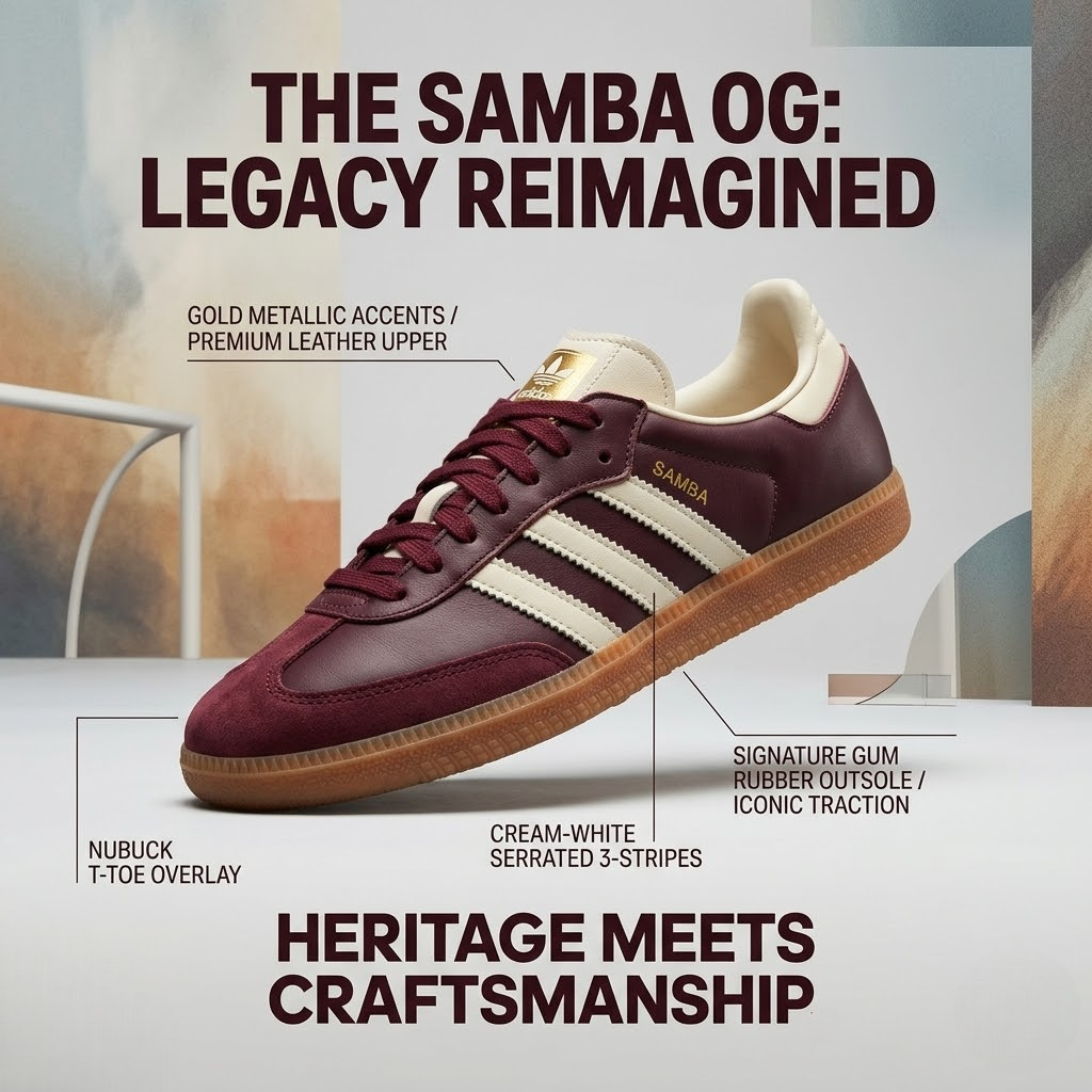 ADIDAS Women's Samba OG Sneakers – Maroon/White