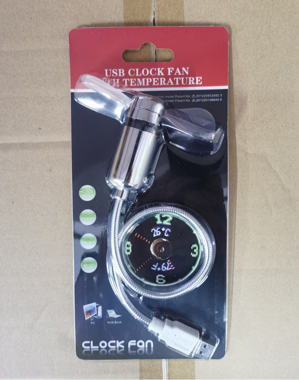 USB LED Clock Fan with Temperature Display