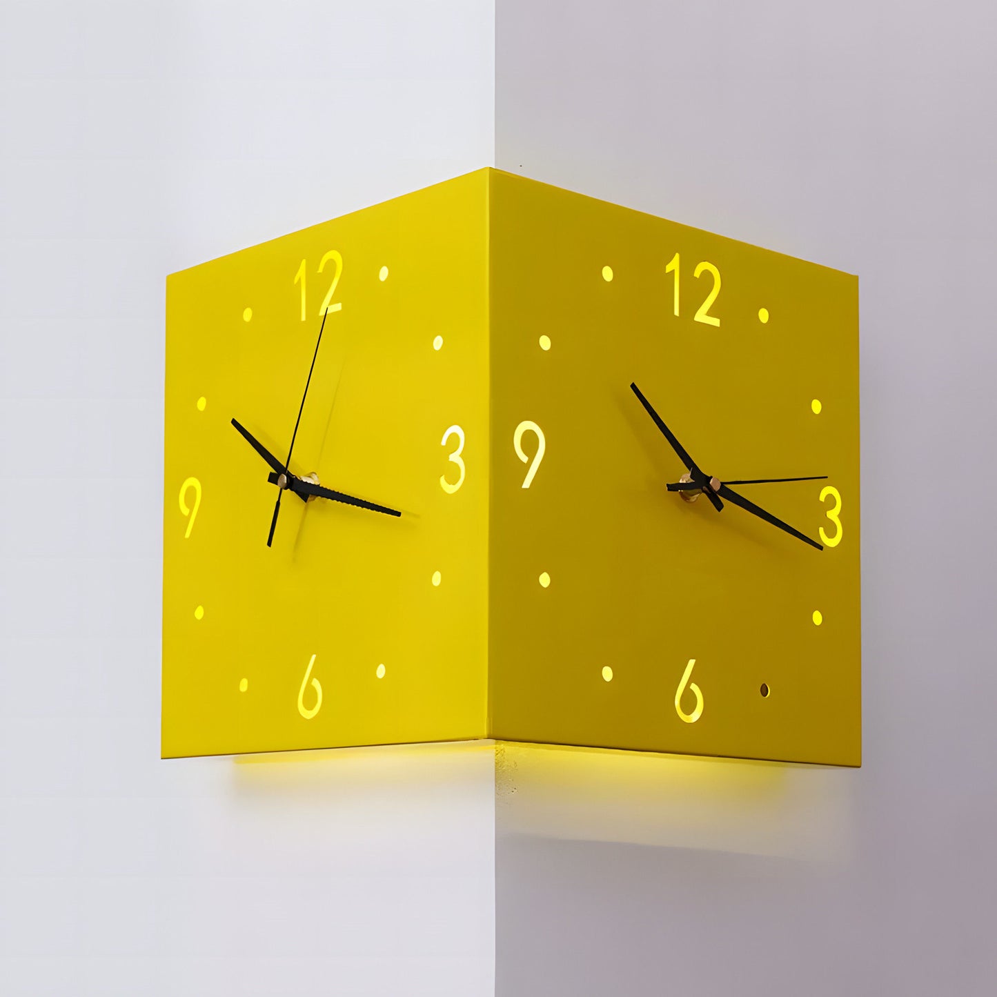 Motion Sensor Backlit LED Corner Wall Clock