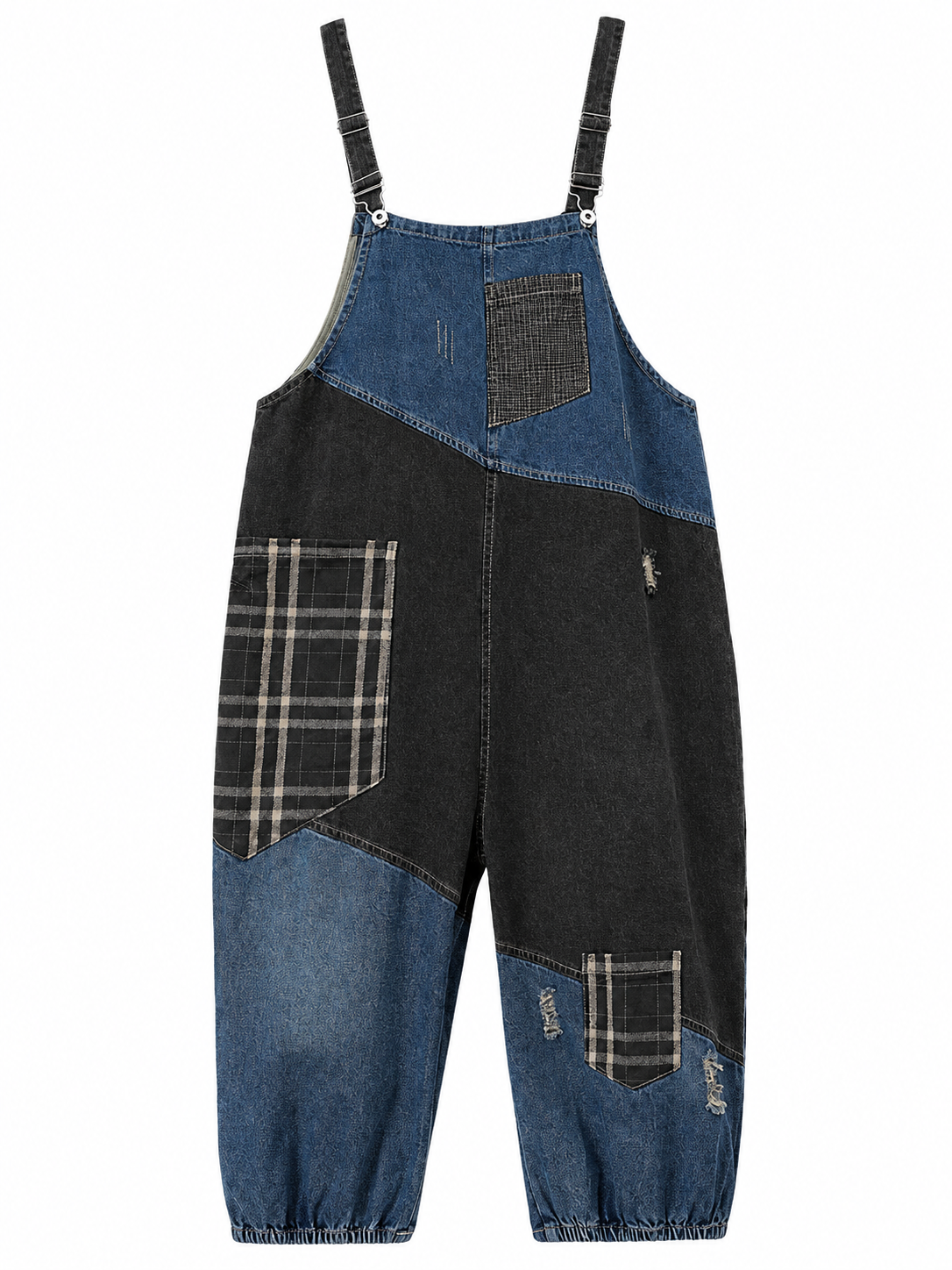 Patchwork Denim Overalls