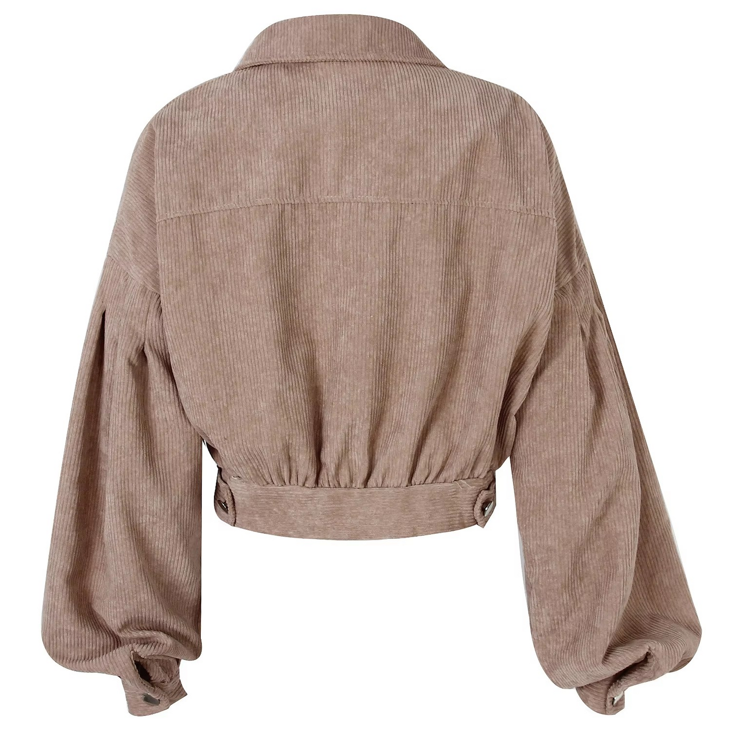 Cropped Corduroy Jacket with Lantern Sleeves