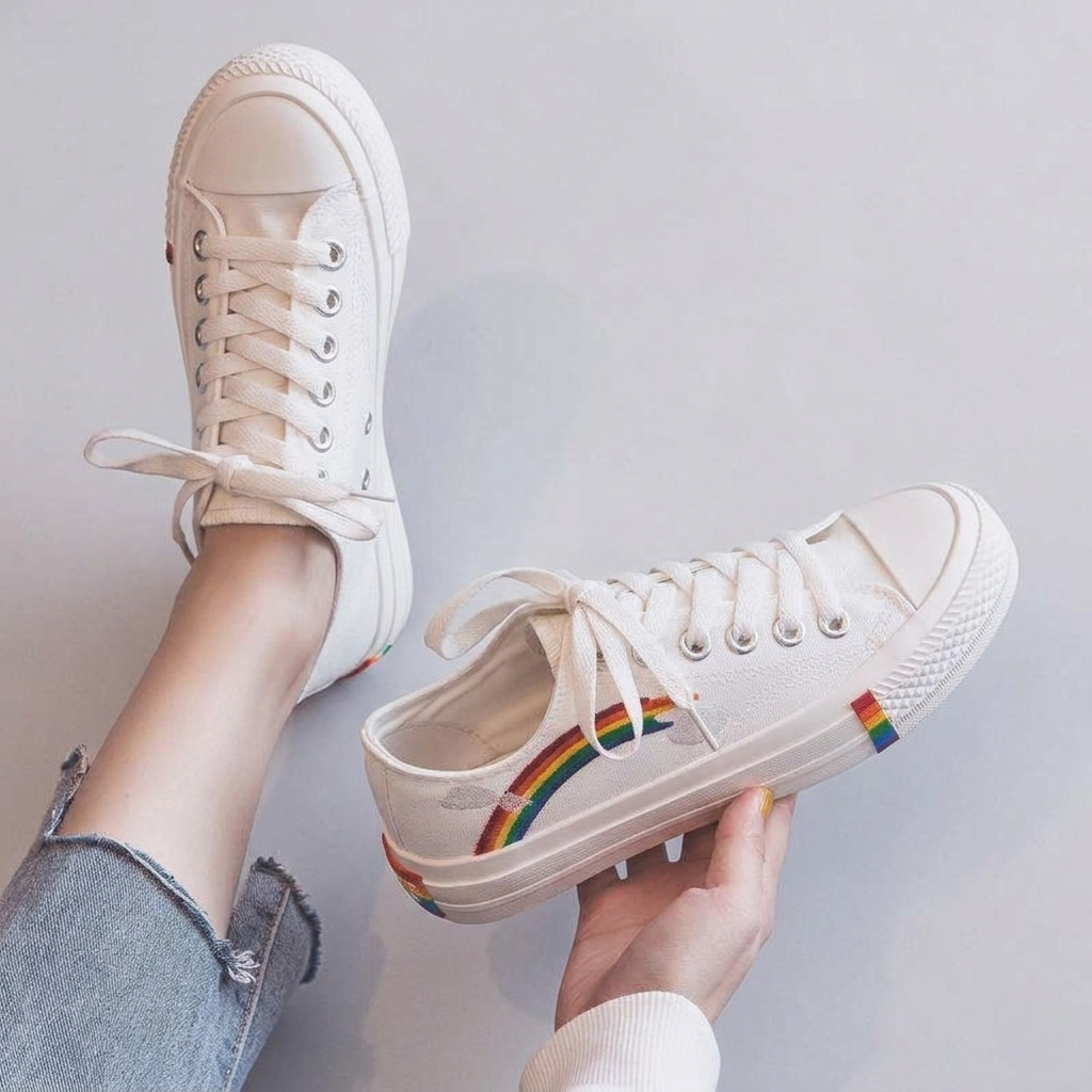 Women's Rainbow Canvas Sneakers