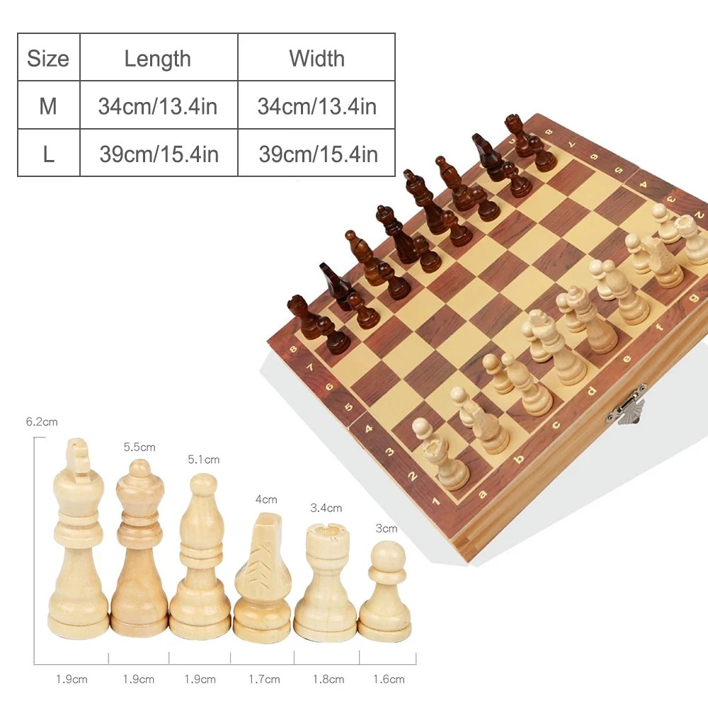 Magnetic Solid Wood Folding Chess Set